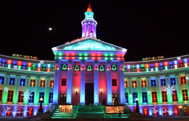 Denver City and County Building Lights Straight On