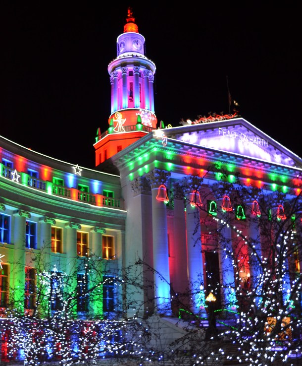 Denver City and County Building Lights Verticle