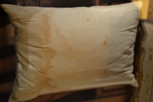 The pillow used at the Petersen House for President Lincoln