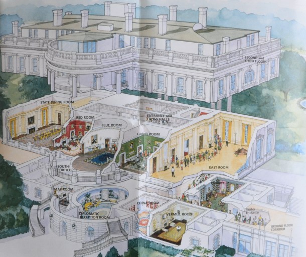 A map of the White House and the East Room
