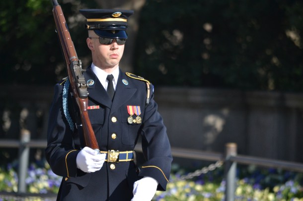 The current guard continues his march