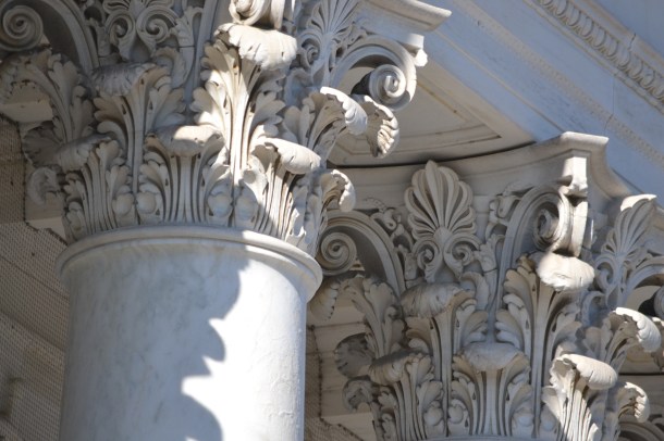 The columns atop the amphitheater
