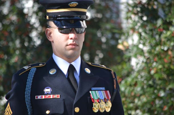 The sergeant appears from the amphitheater