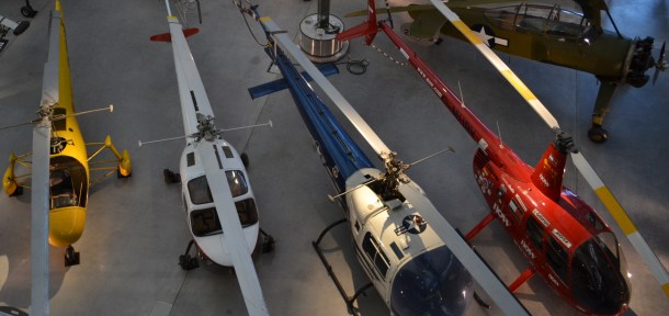 Some of the helicopters on display at the Udvar-Hazy Center