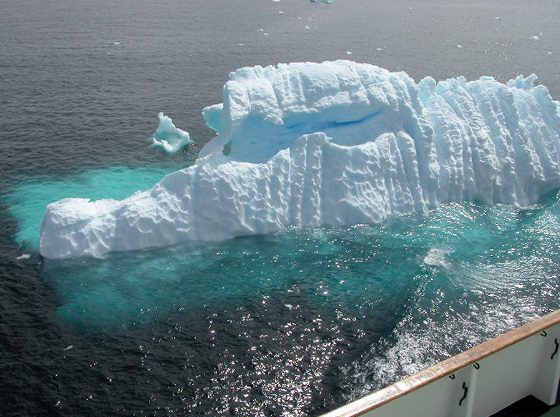 An alligator-like glowing iceberg