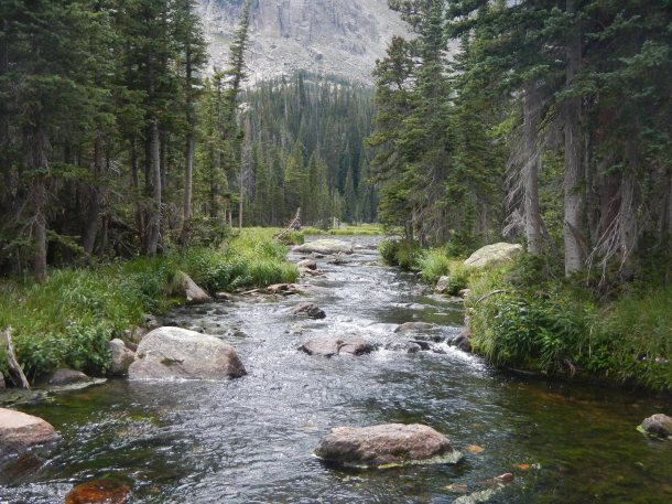 The creek leading from Ouzel Lake