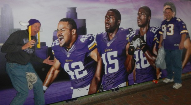 Dad and I excited for the Vikings game in London