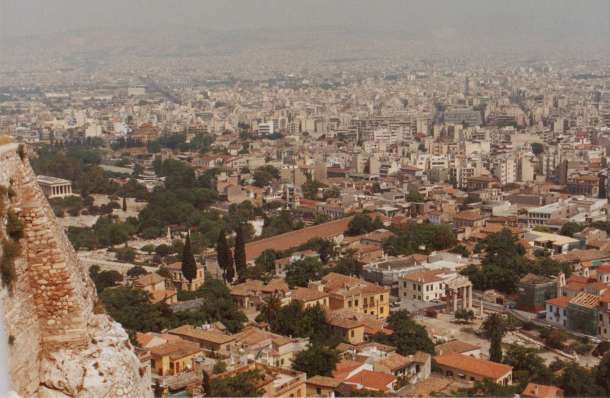 Looking out on Athens from the Acropolis