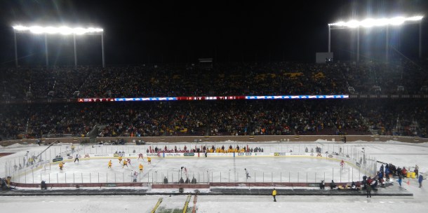 The crowd packing the stands of the game