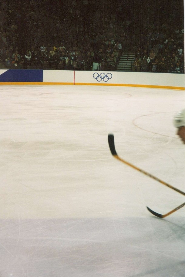 Can't even frame a photo from the front seat of the U.S. men v. Finland hockey game