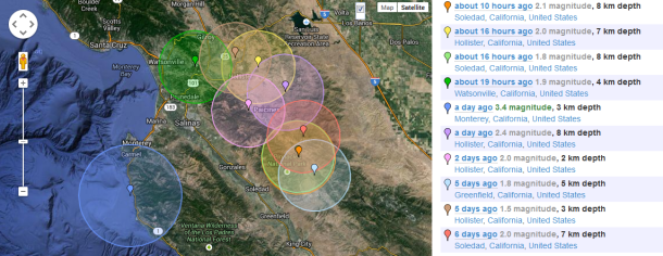 monterey earthquake map