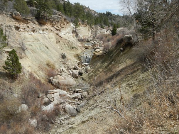 The waterfall down by the creek bottom trail