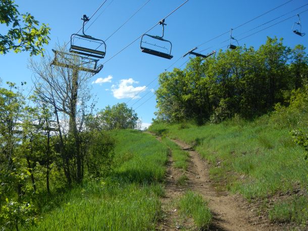 Hiking under the chair lifts in Steamboat Springs