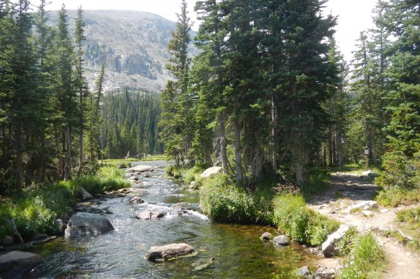 The creek-side trail leading to Ouzel Lake